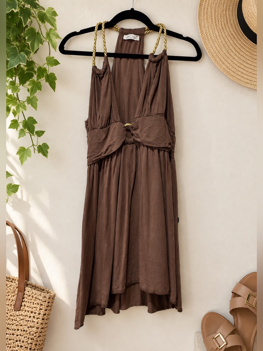 Vintage Brown and Gold Rope Tank